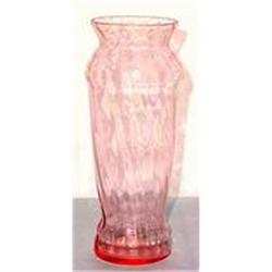 Pink Depression Glass Art Deco Swirl Vase #1177790
