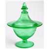 Image 1 : Green Elegant Depression Glass Etched Candy jar#1177793
