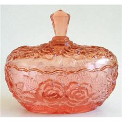 Pink Depression Glass ROSES Dresser Jar #1177802