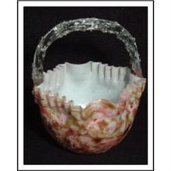 Art Glass Basket with Thorn Handle #1178396