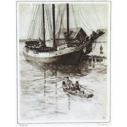 ORIGINAL ETCHING "OUT TO SEA" R.H. PALENSKE #1206164