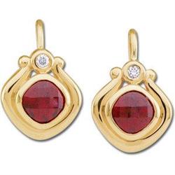 14K Earrings MOZAMBIQUE GARNET DIAMOND #1206186