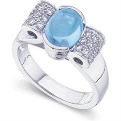 WhiteGold Ring BLUE TOPAZ w DIAMONDS #1206188