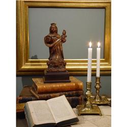 SPANISH 18th C. Carved MADONNA & CHILD #1213129