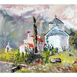"Monastery in Budve" oil in impressionism style#1238787