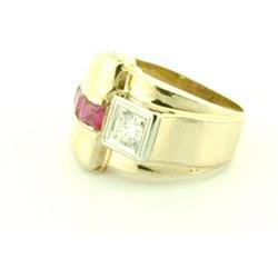 Vintage 0.40ct OEC Diamond & Ruby 14k Gold Ring#1238840