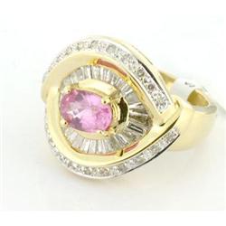 Vintage 1.14ct Pink Sapphire  Dia 18k Gold Ring#1238849