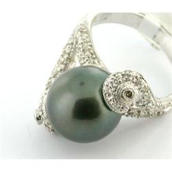 12.5mm South Sea Pearl & Diam in 18k Gold Ring #1238850