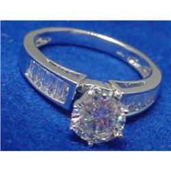 1.60 CT  DIAMOND SOLITAIRE W/BAGUETTES RING 14K#1238966