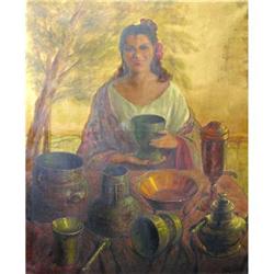 Amazing Cuenca Muñoz Oil Painting, Cocinera #1239189