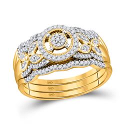 1/3 CTW Round Diamond 3-Piece Bridal Wedding Ring 10kt Yellow Gold - REF-40Y8N