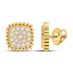 1/3 CTW Womens Round Diamond Square Cluster Earrings 10kt Yellow Gold - REF-34Y3N