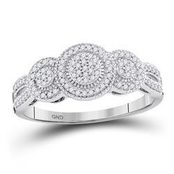 1/4 CTW Round Diamond Triple Cluster Bridal Wedding Engagement Ring 10kt White Gold - REF-23W9H