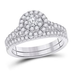 3/4 CTW Round Diamond Bridal Wedding Ring 14kt White Gold - REF-81R7X