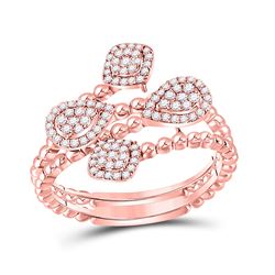 1/3 CTW Womens Round Diamond Beaded Geometric Wrap Fashion Ring 10kt Rose Gold - REF-43Y5N