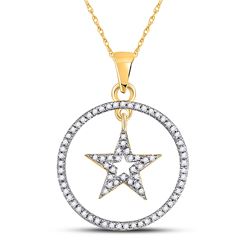 1/4 CTW Womens Round Diamond Circle Dangling Star Pendant 10kt Yellow Gold - REF-16X4T