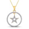 Image 1 : 1/4 CTW Womens Round Diamond Circle Dangling Star Pendant 10kt Yellow Gold - REF-16X4T