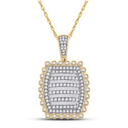 2 & 1/3 CTW Mens Round Diamond Pillow Cushion Charm Pendant 10kt Yellow Gold - REF-170R5X