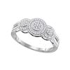 Image 1 : 1/6 CTW Womens Round Diamond Triple Cluster Ring 10kt White Gold - REF-20Y5N