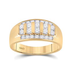 1 CTW Mens Round Diamond Wedding Channel Set 14kt Yellow Gold - REF-104W2H