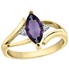 Image 1 : 1.04 CTW Amethyst & Diamond Ring 14K Yellow Gold - REF-31X2M