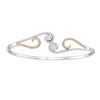 Image 1 : 5/8 CTW Womens Round Diamond Curl Flower Cluster Bangle Bracelet 14kt White Gold - REF-73W5H