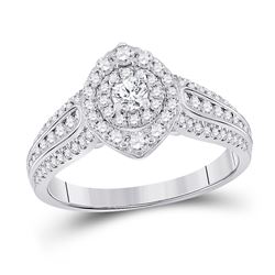1 CTW Round Diamond Halo Bridal Wedding Engagement Ring 14kt White Gold - REF-129M5F