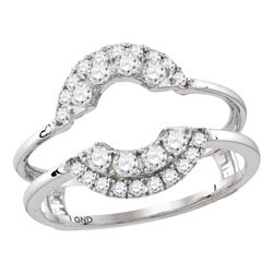 1/2 CTW Womens Round Diamond Solitaire Enhancer Wedding Band Ring 14kt White Gold - REF-54T5V