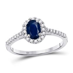 3/4 CTW Womens Oval Lab-Created Blue Sapphire Solitaire Ring 10kt White Gold - REF-21W8H