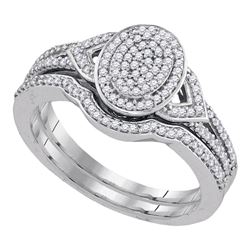 1/3 CTW Round Diamond Bridal Wedding Ring Band Set 10kt White Gold - REF-34W3H