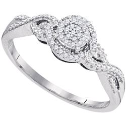 1/10 CTW Womens Round Diamond Cluster Ring 10kt White Gold - REF-20X5T