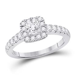 1 CTW Princess Diamond Halo Bridal Wedding Engagement Ring 14kt White Gold - REF-170R5X