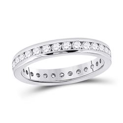 1 CTW Womens Round Diamond Eternity Wedding Band Ring 14kt White Gold - REF-105T7V