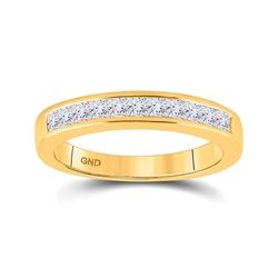 1/2 CTW Womens Princess Diamond Wedding Single Row Band Ring 14kt Yellow Gold - REF-53W3H