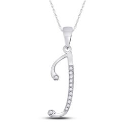 1/10 CTW Womens Round Diamond J Initial Letter Pendant 10kt White Gold - REF-10W3H