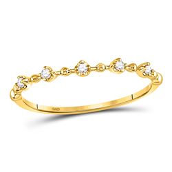 1/20 CTW Womens Round Diamond Bead Dot Stackable Ring 10kt Yellow Gold - REF-8H3R