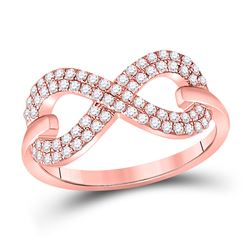 1/3 CTW Womens Round Diamond Fashion Infinity Ring 10kt Rose Gold - REF-34X8T