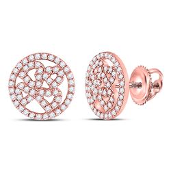 1/2 CTW Womens Round Diamond Heart Circle Earrings 10kt Rose Gold - REF-31X4T
