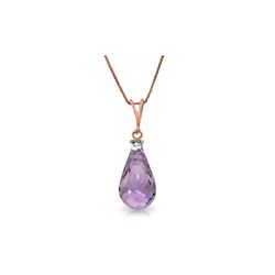 Genuine 2.3 ctw Amethyst & Diamond Necklace 14KT Rose Gold - REF-22H8X