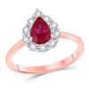 Image 1 : 7/8 CTW Womens Pear Ruby Diamond Teardrop Solitaire Ring 14kt Rose Gold - REF-36R2X