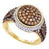 Image 1 : 1 & 1/5 CTW Womens Round Brown Diamond Cluster Ring 10kt Yellow Gold - REF-61M4F