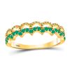 Image 1 : 1/4 CTW Womens Round Emerald Scalloped Stackable Band Ring 10kt Yellow Gold - REF-13F5W