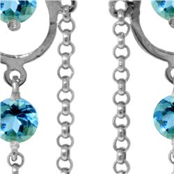 Genuine 3 ctw Blue Topaz Earrings 14KT White Gold - REF-48Y9F