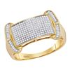 Image 1 : 1/3 CTW Mens Round Diamond Rectangle Cluster Ring 10kt Yellow Gold - REF-53Y9N