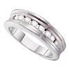 Image 1 : 1/4 CTW Mens Round Diamond Wedding Band Ring 14kt White Gold - REF-34H3R