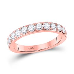 1 CTW Womens Round Diamond Wedding Single Row Band Ring 14kt Rose Gold - REF-99T2V