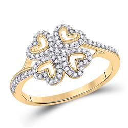 1/5 CTW Womens Round Diamond Heart Ring 10kt Yellow Gold - REF-20H5R