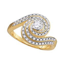 1/2 CTW Round Diamond Solitaire Swirl Bridal Wedding Engagement Ring 10kt Yellow Gold - REF-49V6Y