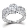 Image 1 : 1 & 3/8 CTW Round Diamond Oval Cluster Bridal Wedding Engagement Ring 10kt White Gold - REF-143M2F