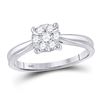 Image 1 : 1/3 CTW Womens Round Diamond Flower Timeless Cluster Ring 10kt White Gold - REF-34T3V
